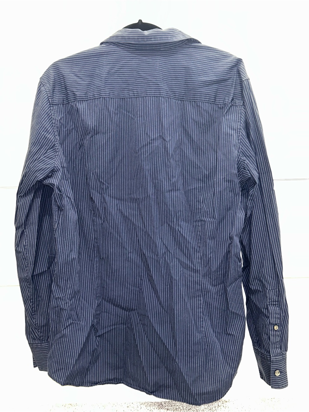 Calvin Klein Navy Pinstripe Long-Sleeve Button Shirt - Picture 3 of 3